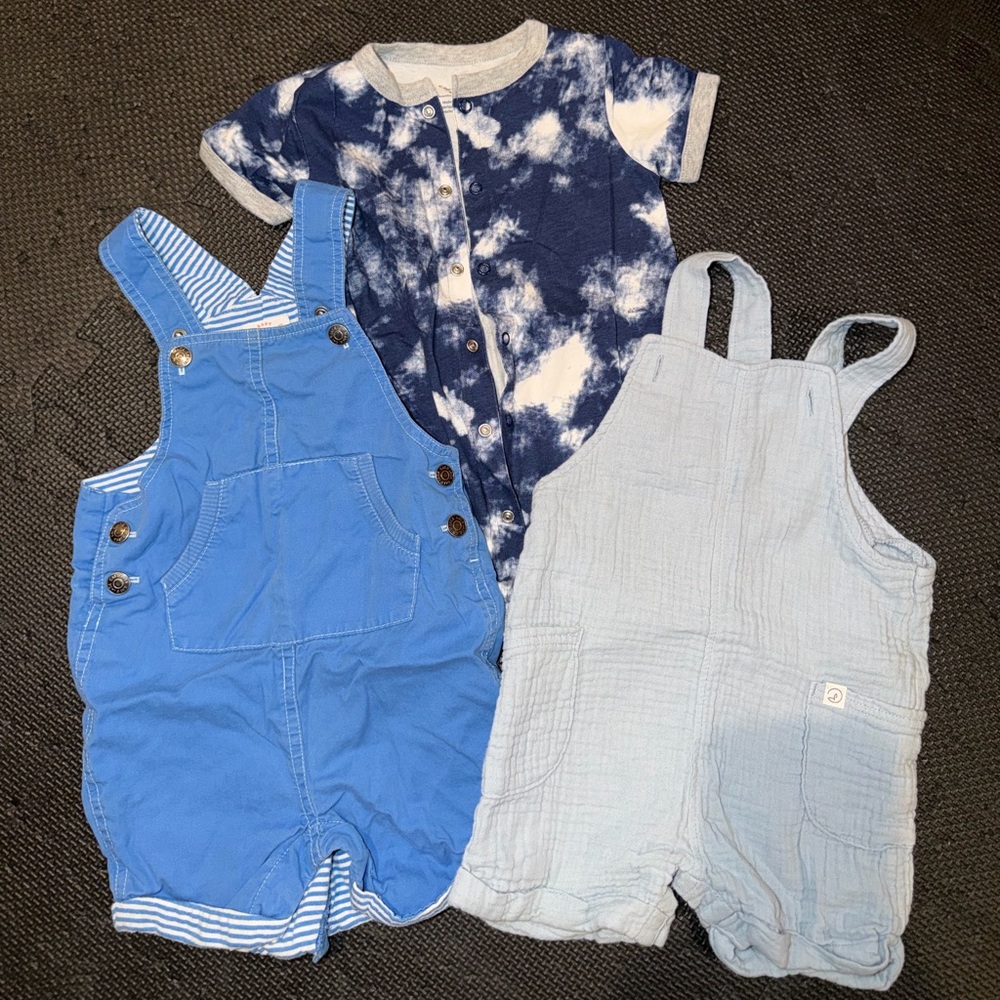 Blue and White Baby Romper Set